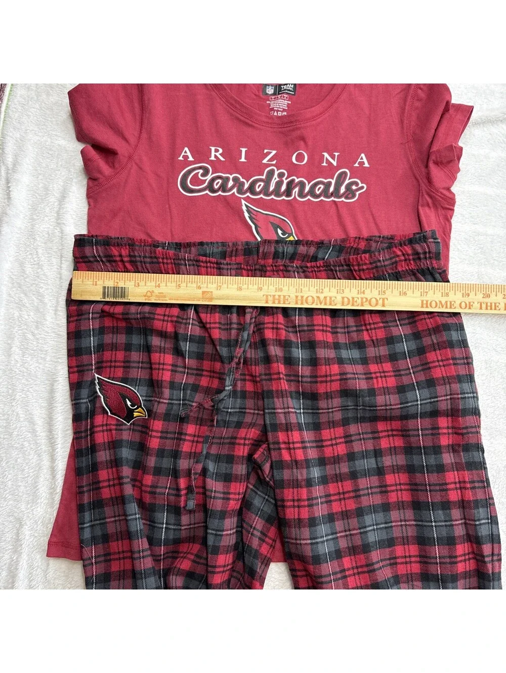 Arizona Cardinals NFL Women’s Short Sleeve Tee Flannel Pajama Set Size L (2446)